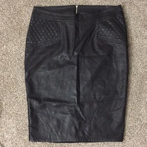 Black Leather front zippers plus size pencil skirt